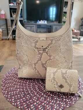 kate Spade 454 Small Snake-Print Shoulder Bag with Matching Wallet